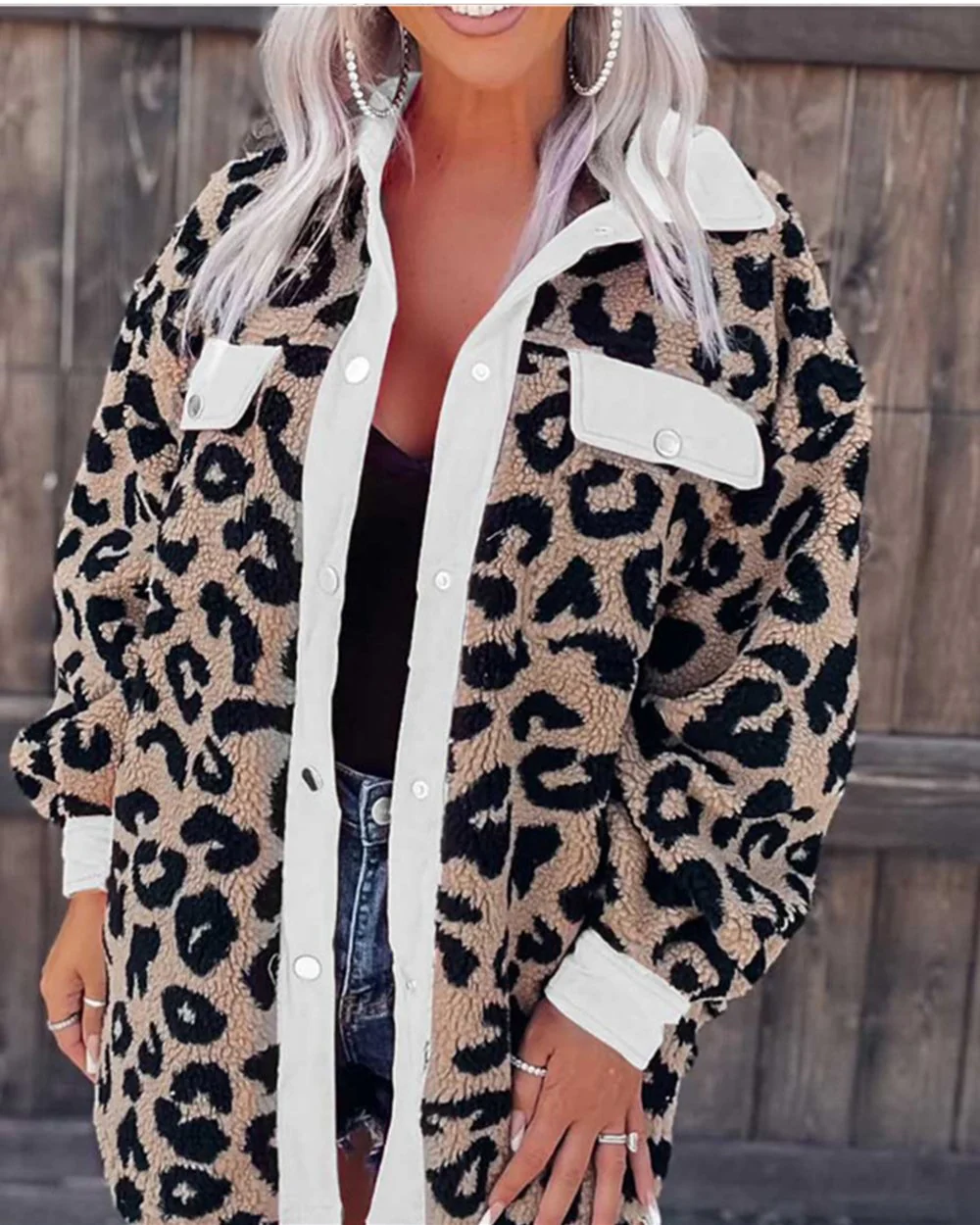 Women's Leopard Print Fur Coat