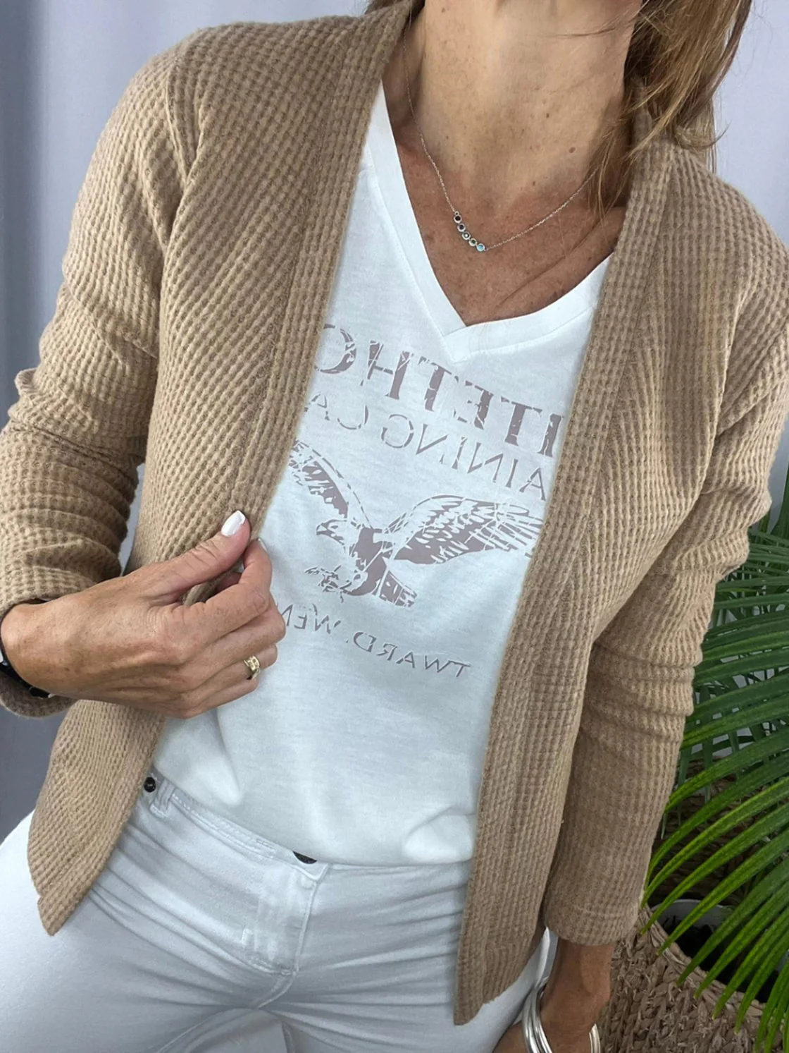 Women's Casual Short Waffle Jacket